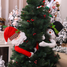 Load image into Gallery viewer, Christmas Tree Topper Santa Snowman Ornament Holding Hugging Tree Crown Christmas Gift Idea Funny Scene Setter Decor