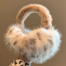 Load image into Gallery viewer, Winter Leopard Print Earmuffs Soft Plush Winter Ear Warmers for Women Folding Earflap Windproof Outdoor Fur EarMuff