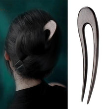 Load image into Gallery viewer, U-Shaped Moon Hair Stick Handcrafted Wooden Hairpin for Classic Chinese Buns Vintage Ponytail Hair Accessories