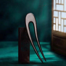 Load image into Gallery viewer, U-Shaped Moon Hair Stick Handcrafted Wooden Hairpin for Classic Chinese Buns Vintage Ponytail Hair Accessories