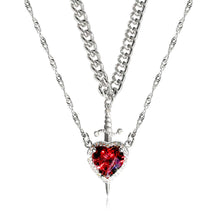 Load image into Gallery viewer, 2Pcs Sword and Heart Couple Necklace Set Matching Dagger Heart Pendant Jewelry for Couples Romantic Jewelry Gifts