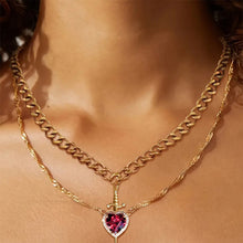 Load image into Gallery viewer, 2Pcs Sword and Heart Couple Necklace Set Matching Dagger Heart Pendant Jewelry for Couples Romantic Jewelry Gifts