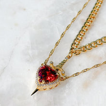 Load image into Gallery viewer, 2Pcs Sword and Heart Couple Necklace Set Matching Dagger Heart Pendant Jewelry for Couples Romantic Jewelry Gifts