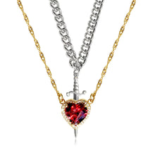Load image into Gallery viewer, 2Pcs Sword and Heart Couple Necklace Set Matching Dagger Heart Pendant Jewelry for Couples Romantic Jewelry Gifts