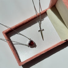 Load image into Gallery viewer, 2Pcs Sword and Heart Couple Necklace Set Matching Dagger Heart Pendant Jewelry for Couples Romantic Jewelry Gifts
