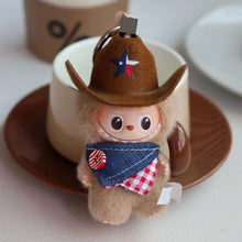 Load image into Gallery viewer, For Mini Labubu Clothes Cowboy Set Hat & Bib for 10cm Doll Dressing Game for Love Series Doll Clothes Outfit Accessories