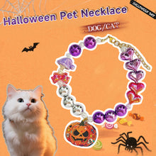 Load image into Gallery viewer, Halloween Adjustable Pet Collar with Iridescent Pearls Pumpkin Charm Puppy Kitten Necklace for Cats Dogs Princess Party Accessories