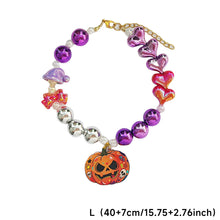 Load image into Gallery viewer, Halloween Adjustable Pet Collar with Iridescent Pearls Pumpkin Charm Puppy Kitten Necklace for Cats Dogs Princess Party Accessories