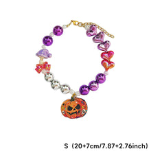 Load image into Gallery viewer, Halloween Adjustable Pet Collar with Iridescent Pearls Pumpkin Charm Puppy Kitten Necklace for Cats Dogs Princess Party Accessories