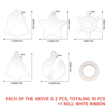 Load image into Gallery viewer, 10PCS Transparent Acrylic Christmas Decoration Snowflake Drilled Holes Blank Acrylic DIY Painting Christmas Tree Pendant