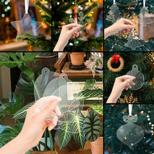 Load image into Gallery viewer, 10PCS Transparent Acrylic Christmas Decoration Snowflake Drilled Holes Blank Acrylic DIY Painting Christmas Tree Pendant