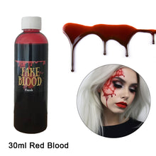 Load image into Gallery viewer, 30/60/100/20ml Fake Blood Prop Halloween Decoration Horror Cosplay Cosmetics Artificial Plasma Party Supplies Pranks DIY Halloween Supplies