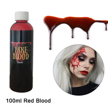 Load image into Gallery viewer, 30/60/100/20ml Fake Blood Prop Halloween Decoration Horror Cosplay Cosmetics Artificial Plasma Party Supplies Pranks DIY Halloween Supplies