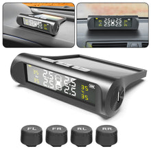 Load image into Gallery viewer, Car TPMS Tyre Pressure Monitoring System with 4 Sensors Solar Powered Digital LCD Display Auto Security Alarm Tester Automotive Test