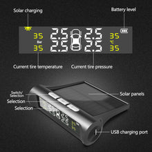 Load image into Gallery viewer, Car TPMS Tyre Pressure Monitoring System with 4 Sensors Solar Powered Digital LCD Display Auto Security Alarm Tester Automotive Test