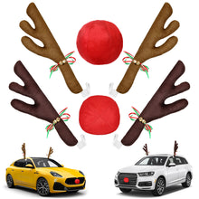 Load image into Gallery viewer, 2Pcs Car Deer Horn Antlers Decoration Car Kit with Red Nose and Tail for Holiday Gift Set Christmas Car Accessories Pendant
