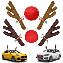 Load image into Gallery viewer, 2Pcs Car Deer Horn Antlers Decoration Car Kit with Red Nose and Tail for Holiday Gift Set Christmas Car Accessories Pendant