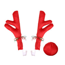 Load image into Gallery viewer, 2Pcs Car Deer Horn Antlers Decoration Car Kit with Red Nose and Tail for Holiday Gift Set Christmas Car Accessories Pendant