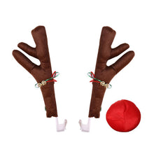 Load image into Gallery viewer, 2Pcs Car Deer Horn Antlers Decoration Car Kit with Red Nose and Tail for Holiday Gift Set Christmas Car Accessories Pendant