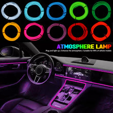 Load image into Gallery viewer, 5M Car Interior LED Ambient Strip Lights with USB Driver EL Wire Neon Ambient Lighting USB Flexible Decoration DIY Auto Party Atmosphere Lamp