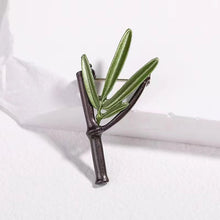 Load image into Gallery viewer, Retro Artistic Bamboo Brooch Bamboo Leaf Tree Leaf Flower Green Brooch Fresh Vintage Style Scarf Buckle Cardigan Button