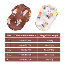 Load image into Gallery viewer, 7.5-45kg Fashion Bear Patttern Pet Dog Cat T-shirt Pure Cotton Dog Clothes for French Bulldog Mediun Large Dogs Soft Breathable