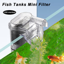 Load image into Gallery viewer, Aquarium Filter Mini Silent USB Waterfall Fish Tank Filter Adjustable Water Volume Wall Mounted USB Fish Tank Filtration Device