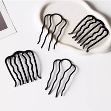 Load image into Gallery viewer, 2Pcs Black Metal Hair Fork Clip Hair Comb Hair Sticks Hair Accessories Hair Side Comb Bridal Veil Comb Retro Hair Styling Tool