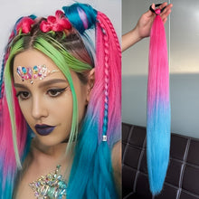 Load image into Gallery viewer, 2Pcs 28inch Straight Ponytail Wig With Elastic Hair Tie Colorful Braiding Ponytail Hair Extensions Boxing Braid Hair Accessories