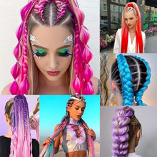 Load image into Gallery viewer, 2Pcs 28inch Straight Ponytail Wig With Elastic Hair Tie Colorful Braiding Ponytail Hair Extensions Boxing Braid Hair Accessories
