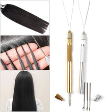Load image into Gallery viewer, 3-in-1 Alloy Hook Needle Wig Making Tools Hair Extension Tools For Lace Wig Making Micro Ring Hair Crochet Needles 3 Hook + 1 Loop