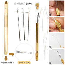 Load image into Gallery viewer, 3-in-1 Alloy Hook Needle Wig Making Tools Hair Extension Tools For Lace Wig Making Micro Ring Hair Crochet Needles 3 Hook + 1 Loop