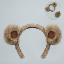 Load image into Gallery viewer, Archi Handwork Adorable Bear Fluffy Ears Headband Headwear Plush Curly Tail Fursuit Orc Cosplay Performance Props