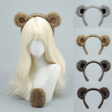 Load image into Gallery viewer, Archi Handwork Adorable Bear Fluffy Ears Headband Headwear Plush Curly Tail Fursuit Orc Cosplay Performance Props