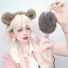 Load image into Gallery viewer, Archi Handwork Adorable Bear Fluffy Ears Headband Headwear Plush Curly Tail Fursuit Orc Cosplay Performance Props