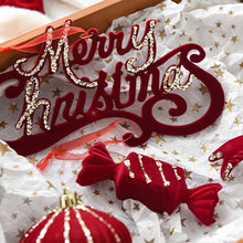 Load image into Gallery viewer, Flannel Surface Red Bow Christmas Tree Decoration 3D Plastic Ornament Fake Snow Winter Decorations for Home 2026 New Year
