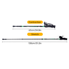 Load image into Gallery viewer, 130CM Three-Section Retractable Carbon Shock Absorption Trekking Pole Travel Hiking Skiing Walking Stick