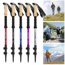 Load image into Gallery viewer, 62-135CM 3-Section Telescopic Aluminum Alloy Trekking Pole EVA Imitation Cork Handle Ultra-Light Hiking Stick
