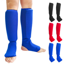 Load image into Gallery viewer, Professional Boxing Karate Leg Guards Integrated Foot Instep Shin Protection Design Knitted Leg Wear with Sponge Padding Sports Protective Gear
