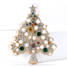 Load image into Gallery viewer, Alloy Pearl Rhinestone Christmas Tree Brooch Fashionable Versatile Corsages Jewelry Accessories Crystal Brooch Gift For Women