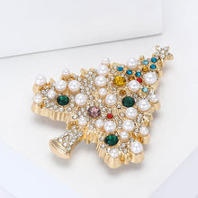 Load image into Gallery viewer, Alloy Pearl Rhinestone Christmas Tree Brooch Fashionable Versatile Corsages Jewelry Accessories Crystal Brooch Gift For Women