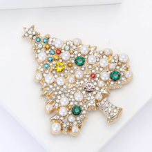 Load image into Gallery viewer, Alloy Pearl Rhinestone Christmas Tree Brooch Fashionable Versatile Corsages Jewelry Accessories Crystal Brooch Gift For Women