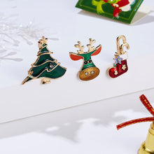 Load image into Gallery viewer, 3pcs/set Christmas Tree Elk Snowman Alloy Brooch Fashionable Christmas Corsage Jewelry Accessory Party Festival Gift