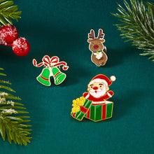 Load image into Gallery viewer, 3pcs/set Halloween Christmas Snowman Brooch Santa Claus Bell Elk Oil-Dripping Corsages Enamel Pins Jewelry Accessories Gift