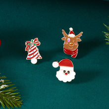 Load image into Gallery viewer, 3pcs/set Halloween Christmas Snowman Brooch Santa Claus Bell Elk Oil-Dripping Corsages Enamel Pins Jewelry Accessories Gift