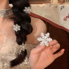 Load image into Gallery viewer, 2Pcs Pearl Rhinestone Snowflake Hair Clip Duckbill Clip Headwear Side Clip Jewelry Accessory Glitter Shiny Gift