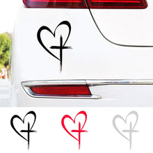 Load image into Gallery viewer, Car Reflection Sticker Heart Cross Design Waterproof Removable Decal for Rear Window & Bumper Auto Body Art Decoration