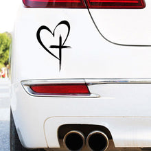Load image into Gallery viewer, Car Reflection Sticker Heart Cross Design Waterproof Removable Decal for Rear Window & Bumper Auto Body Art Decoration