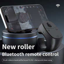 Load image into Gallery viewer, Phone Bluetooth Remote with Charging Case Scroll Wheel Style E-book Page Turner Video Scroller Ring Multi-Function Control Device-JX12