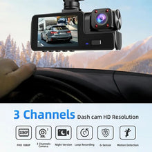 Load image into Gallery viewer, 2.0-inch IPS Screen HD 1080P 3-Lens Dash Cam Front Cabin Rear Triple Recording Camera Car Accessories